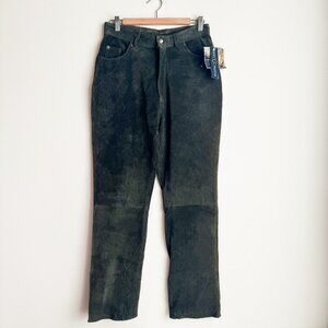 Vintage Nuage Deadstock Washable Suede Olive Green High Waist Pants 12